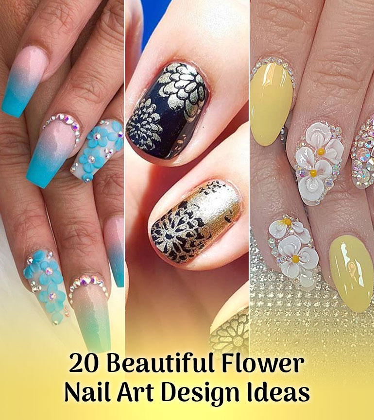 20 Beautiful Flower Nail Art Designs