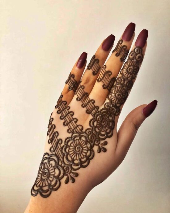 Music Pattern Back Hand Mehndi Design