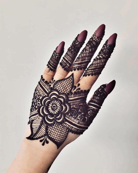 Flower Pattern Back Hand Mehndi Design