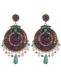 Peacock Green Multi-color Earrings