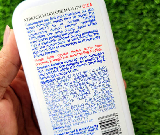 Phade Stretch Marks Cream Ingredients