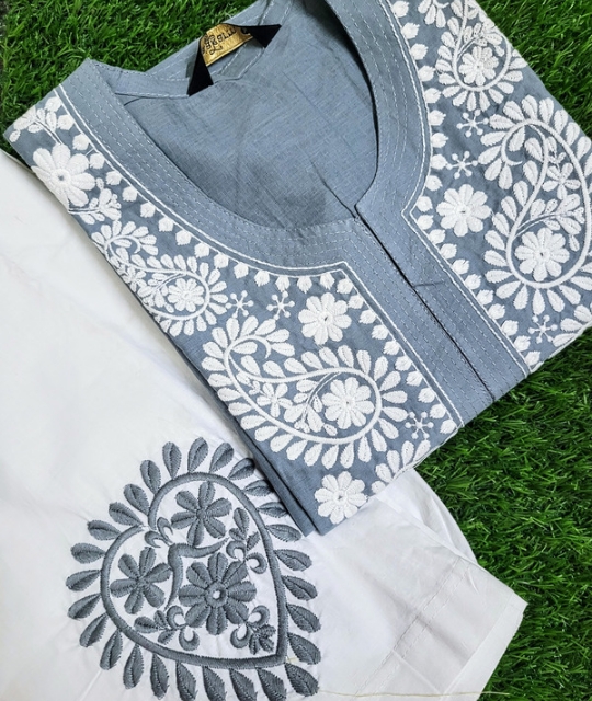 Gray Chikankari Suit Set By Itokri