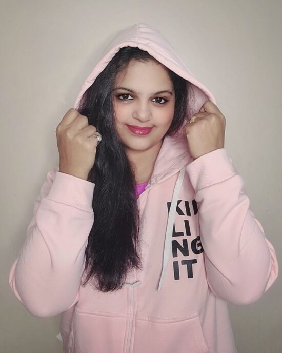 Meenakshi Wearing InstafabPlus Women Pink Sweatshirt with hood