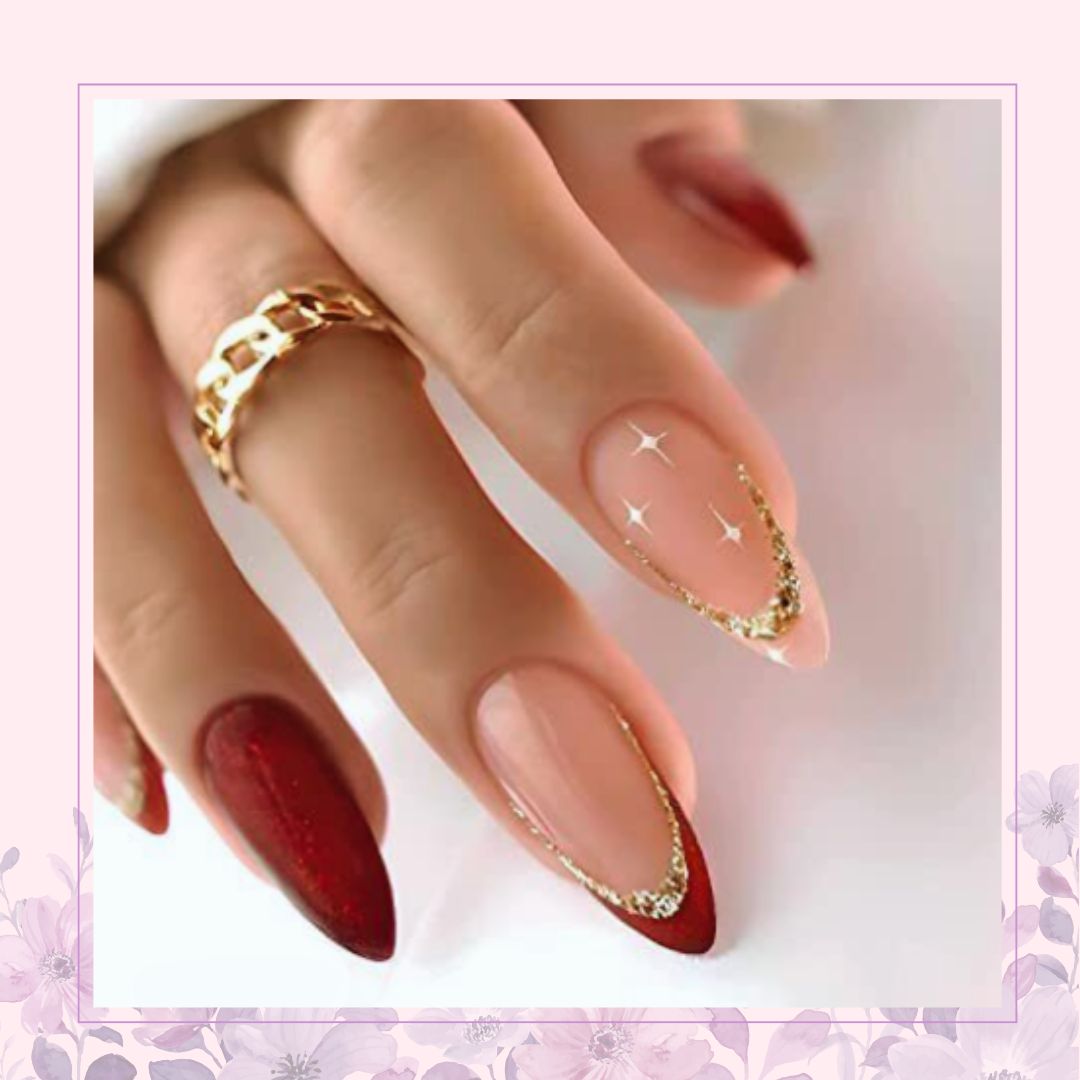 Bold Maroon Geometric Nails for 2025